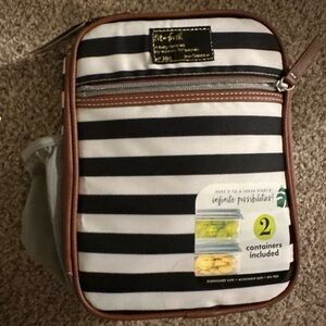 Fit and Fresh Striped Black and White Lunch Bag
